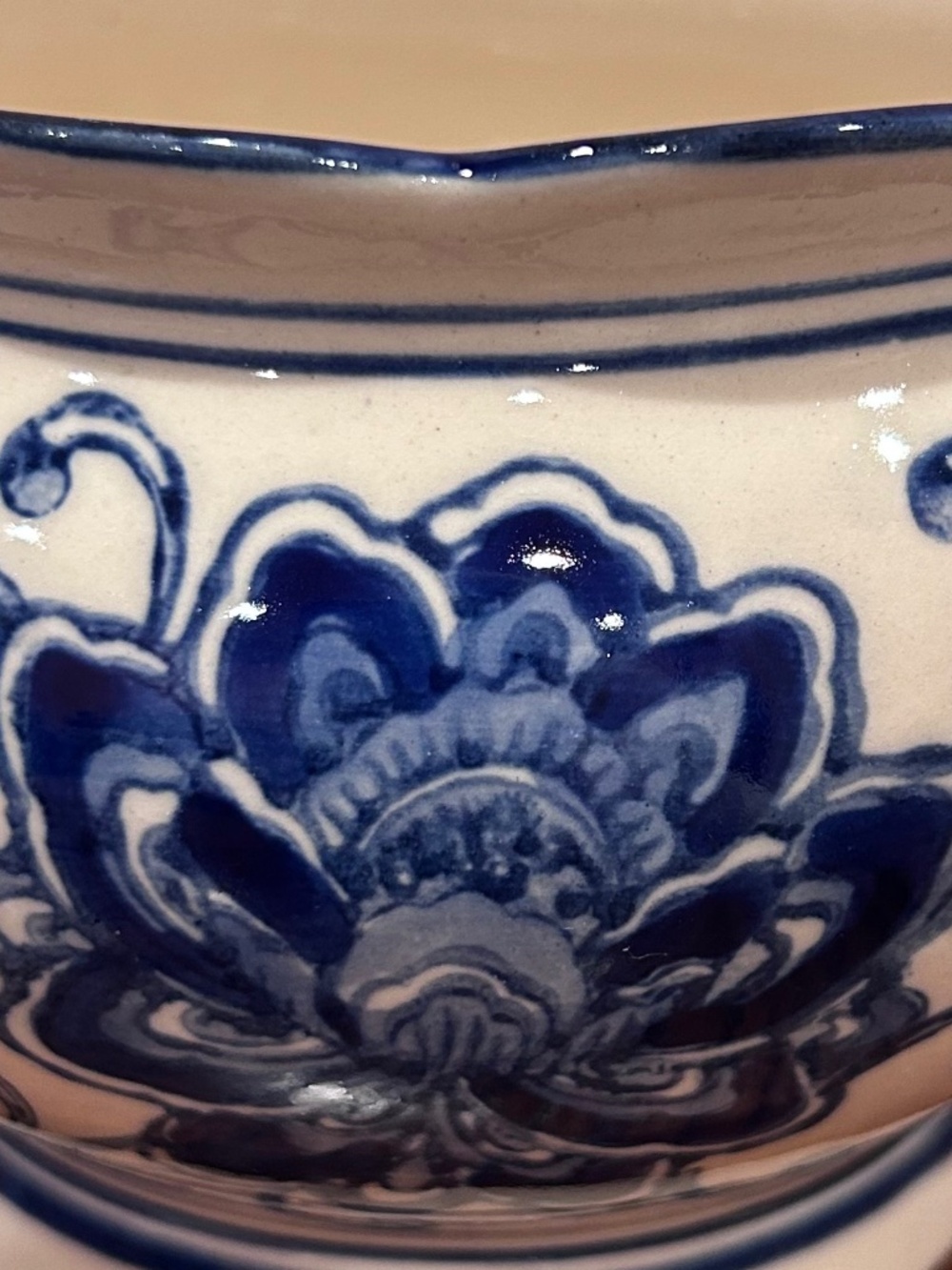 Blue and White Floral Ceramic Planter - Classic Home Art - Picture 8 of 8